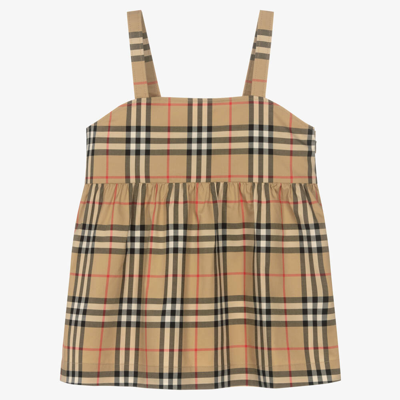 Burberry Teen Girls Beige Checked Blouse