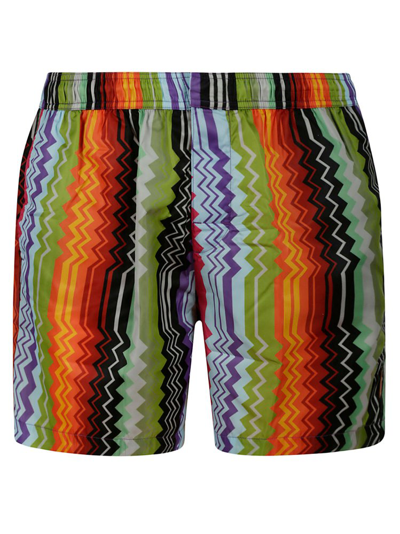 Missoni Z字形图案印花泳裤 In Multicolor