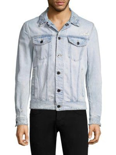 Diesel Black Gold Destroyed Denim Jacket In Blue