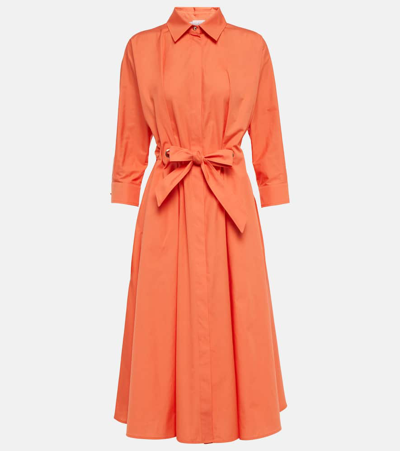 Max Mara Flavio Button-front Belted Midi Dress In Orange