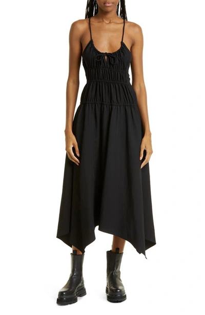 Proenza Schouler White Label Drapey Suiting Ruched Midi Dress In Black