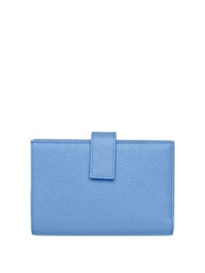 Smythson Panama Leather Small Continental Purse In Nile Blue