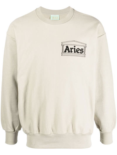 Aries Temple Logo-print Cotton Sweatshirt In Green