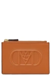 Mcm Mini Travia Card Case In Cognac