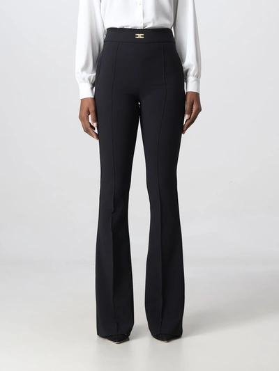 Elisabetta Franchi Trousers In Double Stretch Crepe In Black
