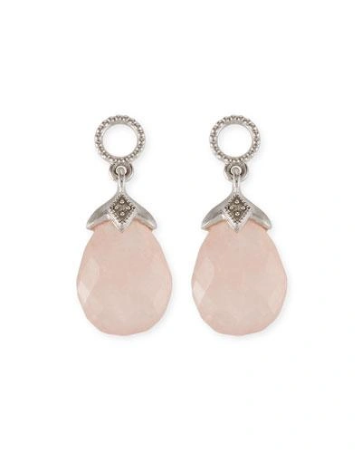 Jude Frances Lisse Morganite Briolette Earring Charms With Diamonds In 18k White Gold