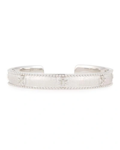 Jude Frances Narrow Beaded Matlese Cuff In Silver