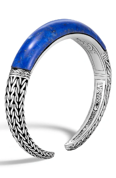 John Hardy Classic Chain Small Graduated Kick Cuff Bracelet In Silver/ Lapis Lazuli