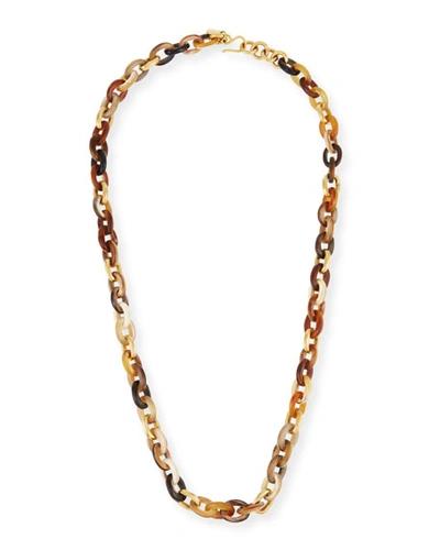 Ashley Pittman Meli Mixed Horn Link Necklace In Brown