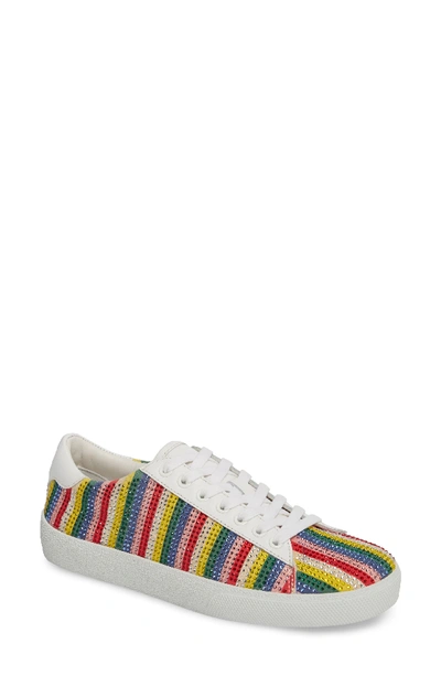 Alice And Olivia Cassidy Striped Embellished Sneakers In Multi