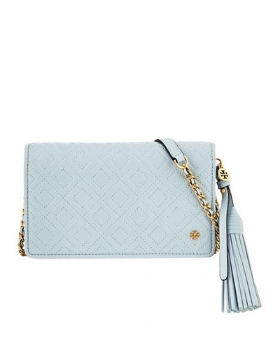 Tory Burch Fleming Quilted Convertible Wallet Crossbody Bag In Light Blue