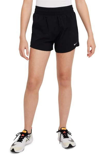 Nike One Big Kids' (girls') Dri-fit High-waisted Woven Training Shorts In Black