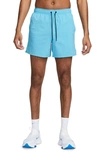 Nike Men's Unlimited Dri-fit 5" Unlined Versatile Shorts In Baltic Blue/black/black/baltic Blue