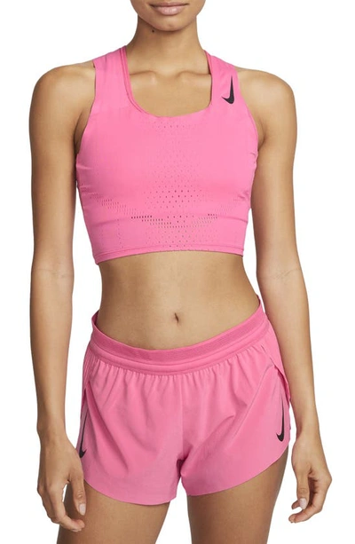 Nike Women's Dri-fit Adv Aeroswift Running Crop Top In Pink