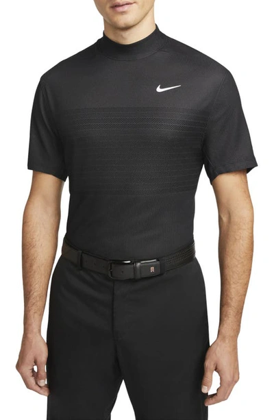 Nike Men's Dri-fit Adv Tiger Woods Mock-neck Golf Polo In Black