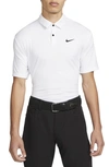 Nike Men's Dri-fit Tour Solid Golf Polo In White/ Black