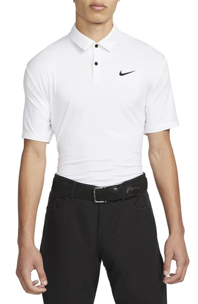 Nike Men's Dri-fit Tour Solid Golf Polo In White/ Black