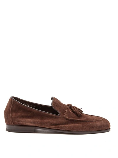 Harrys Of London Adrian Tassel-embellished Suede Loafers In Dark Brown