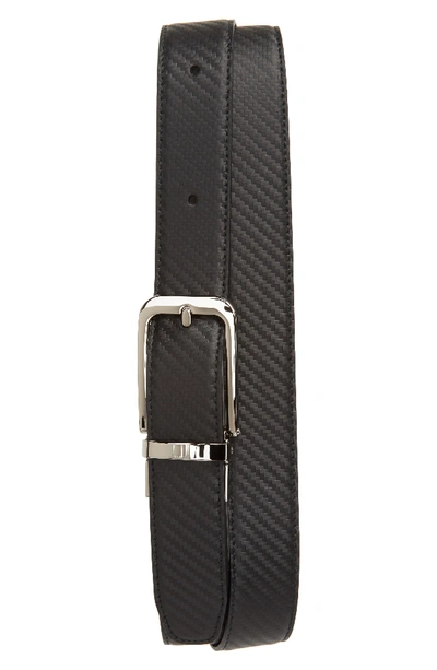 Dunhill Twist Round Chass Reversible Leather Belt In Black