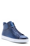 Zanzara Spinback High Top Sneaker In Blue Leather