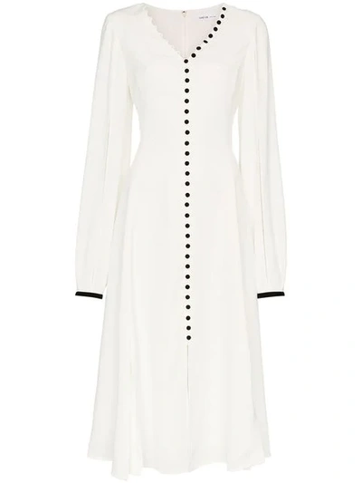 Adeam Button Front Split Sleeve Dress In White