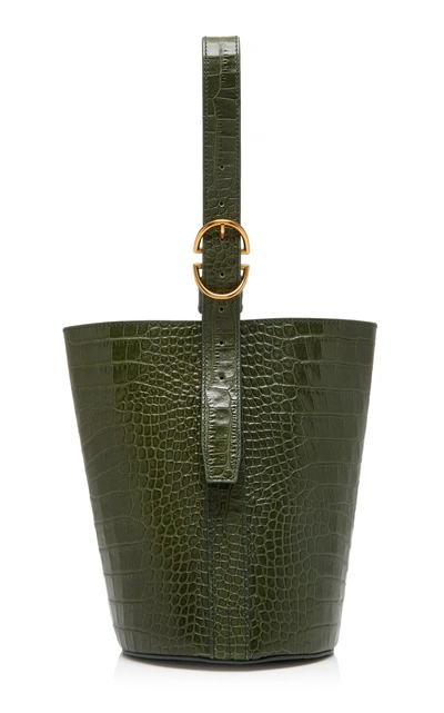 Trademark Small Embossed Classic Bucket Bag In Green