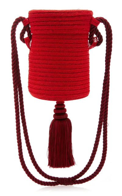 Rebecca De Ravenel M'o Exclusive Embellished Straw Bag In Red