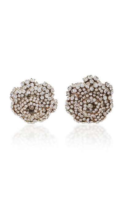 Rebecca De Ravenel Ava Floral Crystal Earrings In White