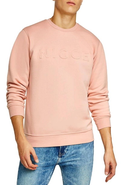 Topman Nicce Slim Fit Embossed Sweatshirt In Pink
