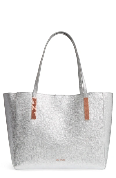 Ted Baker Pionila Leather Tote - Metallic In Silver