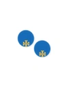 Tory Burch Enamel Logo Stud Earrings In Tory Gold/ Sunny Blue