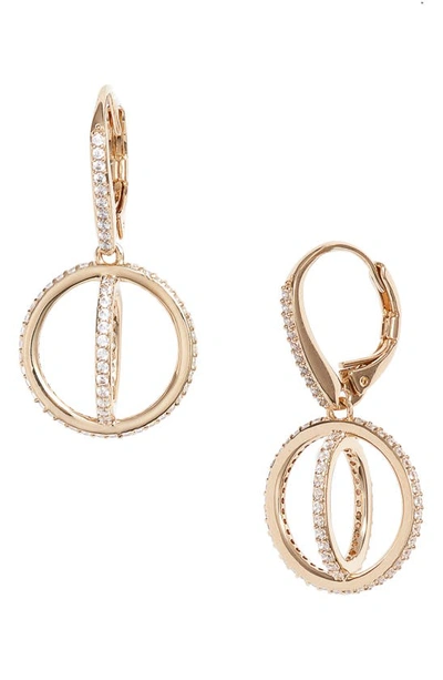 Nadri Crystal Open Circle Drop Earrings In Gold/ Clear