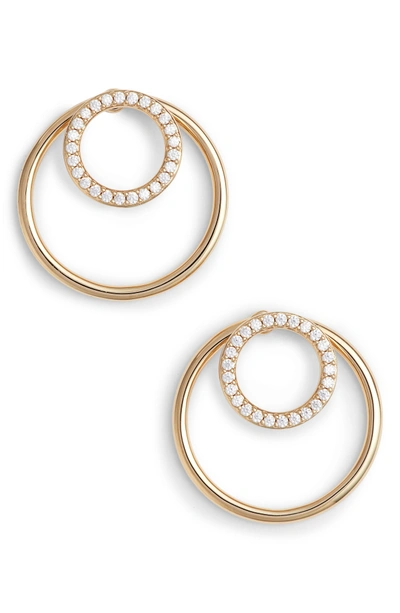 Nadri Pave Double Circle Earrings In Gold/ Clear