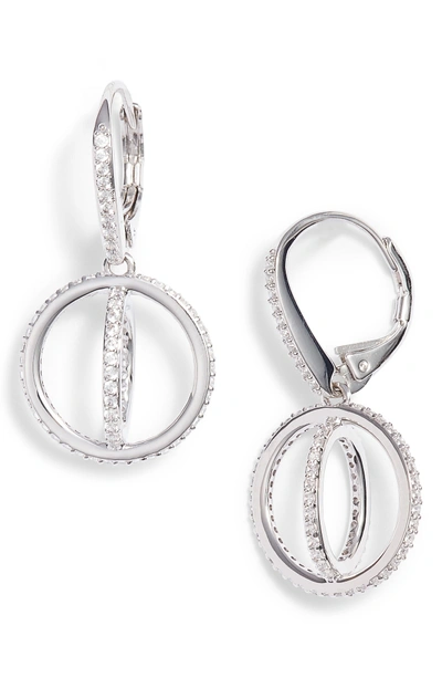 Nadri Crystal Open Circle Drop Earrings In Silver