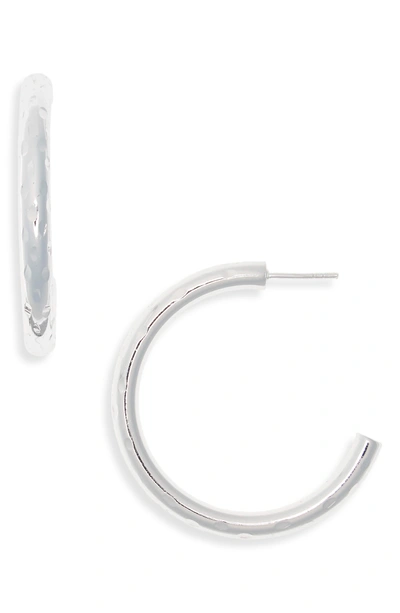 Argento Vivo Hammered Tube Hoop Earrings In Silver