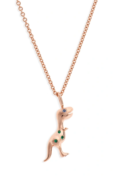 Daniela Villegas X Jurassic Park 25th Anniversary Baby T-rex Sapphire & Emerald Pendant Necklace (nordstrom Exclusive In Pink Gold
