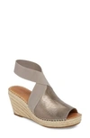 Gentle Souls Colleen Espadrille Wedge In Pewter Metallic Leather