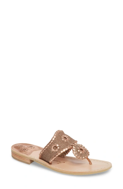 Jack Rogers Isla Thong Sandal In Biscuit/ Rose Gold Leather