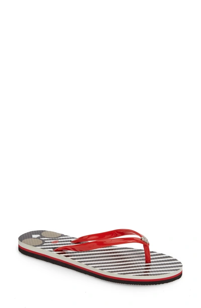 Alice And Olivia Eva Flip Flops In Poppy