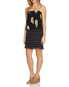 1.state Mixed Print Pleated Shift Dress In Rich Black
