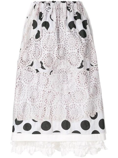 Comme Des Garçons Comme Des Garçons Embroidered Polka Dot Skirt - Weiss In White + Print