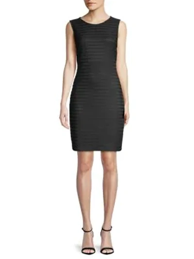 Calvin Klein Sheer Stripe Sheath Dress In Black