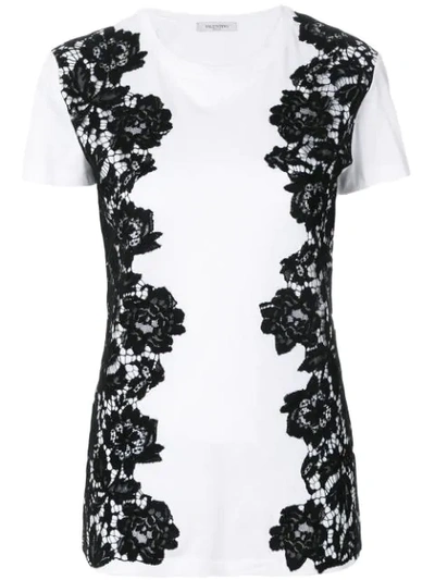 Valentino Lace Panelled T-shirt In White