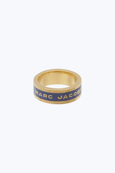 Marc Jacobs Logo Disc Band Ring In Cream Brass - Jewelry Us