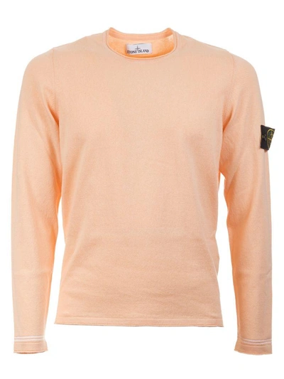 Stone Island Logo Patch Sweater In Orange