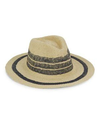 Hat Attack Two-tone Straw Fedora In Navy