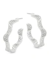 Adriana Orsini Crystal Ruffle Hoop Earrings In Silver