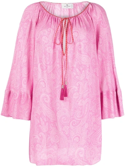 Etro Caftan With Paisley Print In Pink