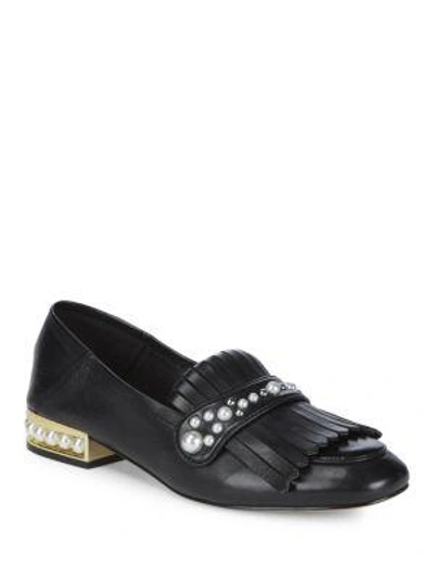 Karl Lagerfeld Blake Faux Pearl-trimmed Loafer In Black