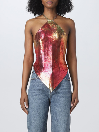 Paco Rabanne Iconic Top Halter In Metal Mesh By  In Multicolor
